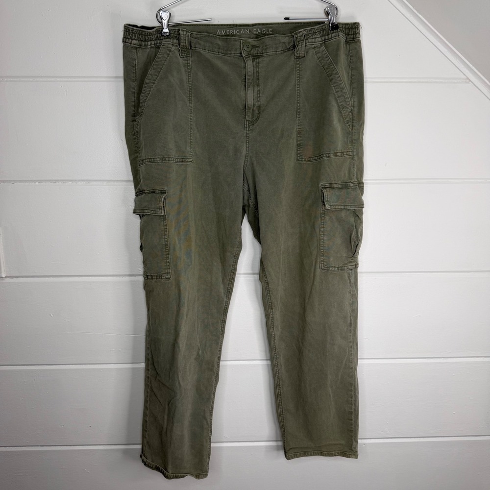 American Eagle AEO Size 20 Stretch High Waisted Cargo Pants Olive Green